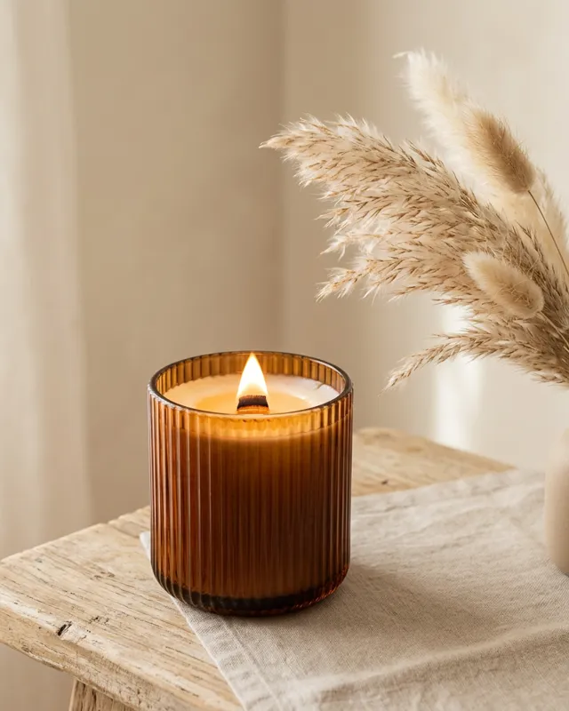 Amber Ribbed Candle